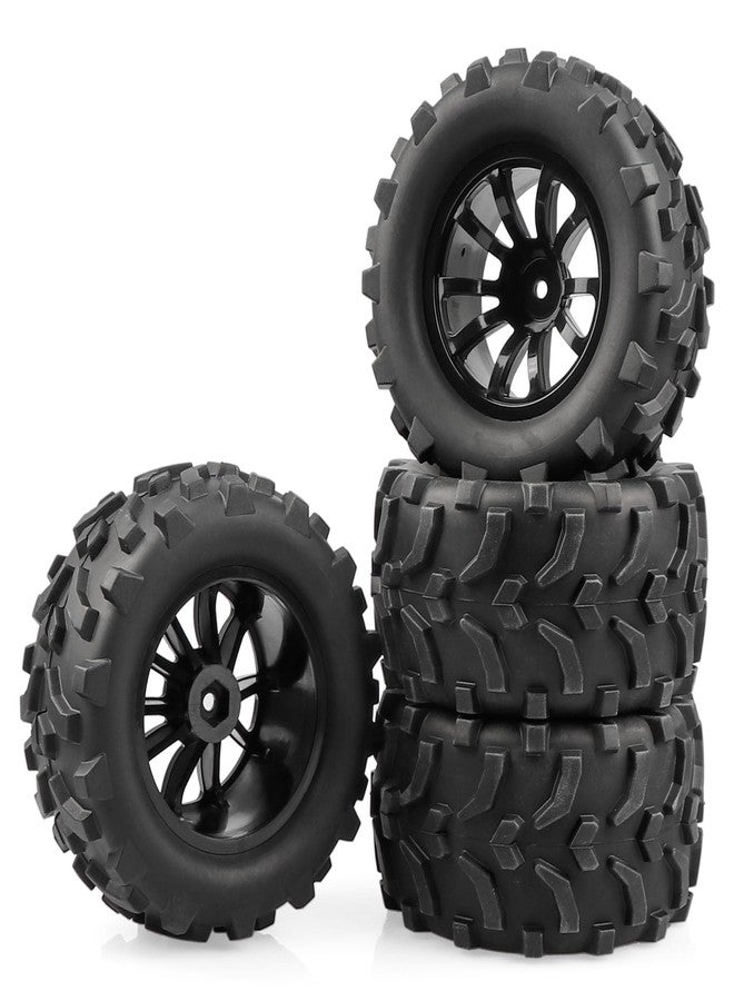 AIMROCK Pre-Glued RC 2.8 Wheels and Tires Set 12mm Hex Wheel for 1/10 Traxxas Stampede Hoss 2WD 4x4 Redcat Volcano RC Monster Truck, 4-Pack - Image 1
